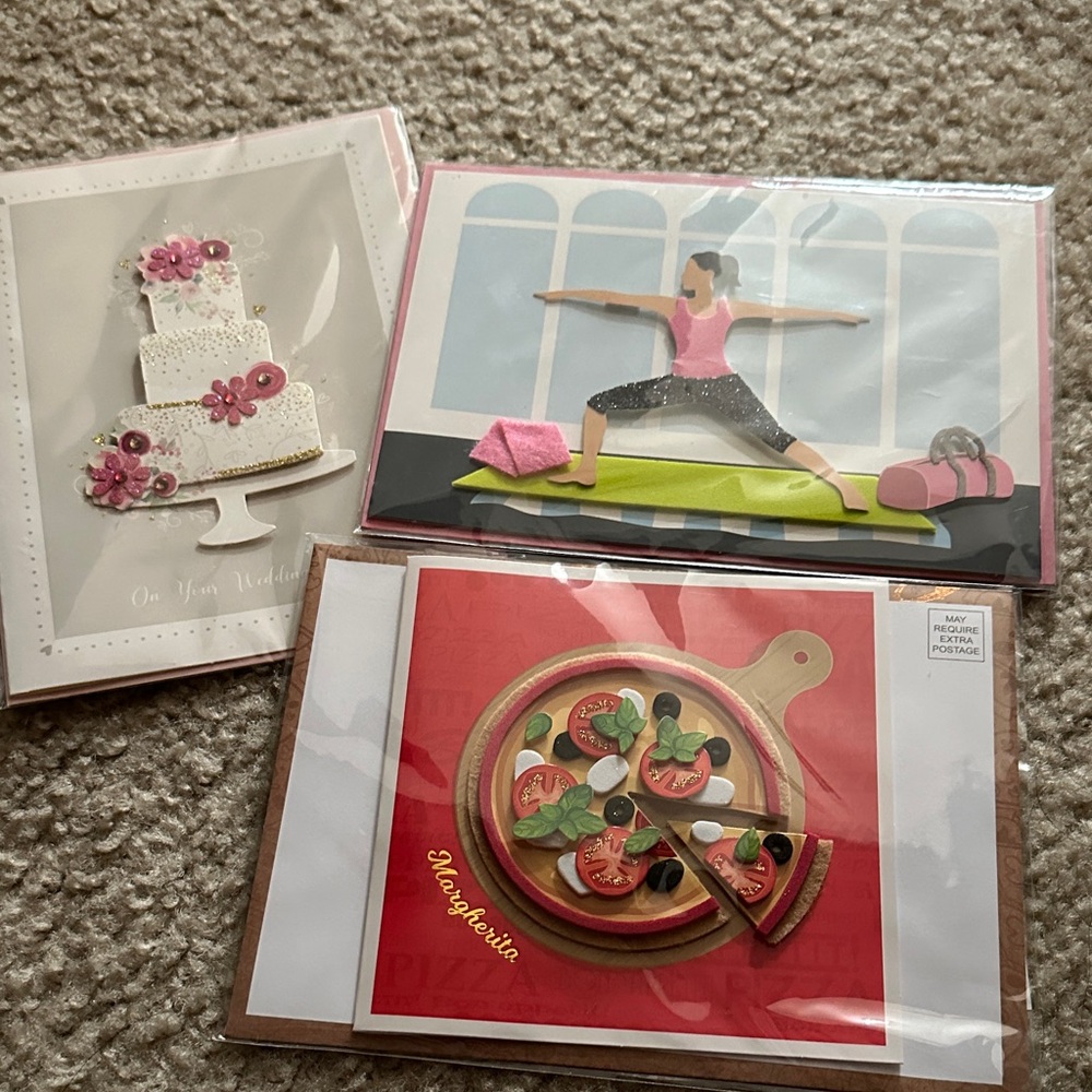 Set of Three 3D Greeting Cards